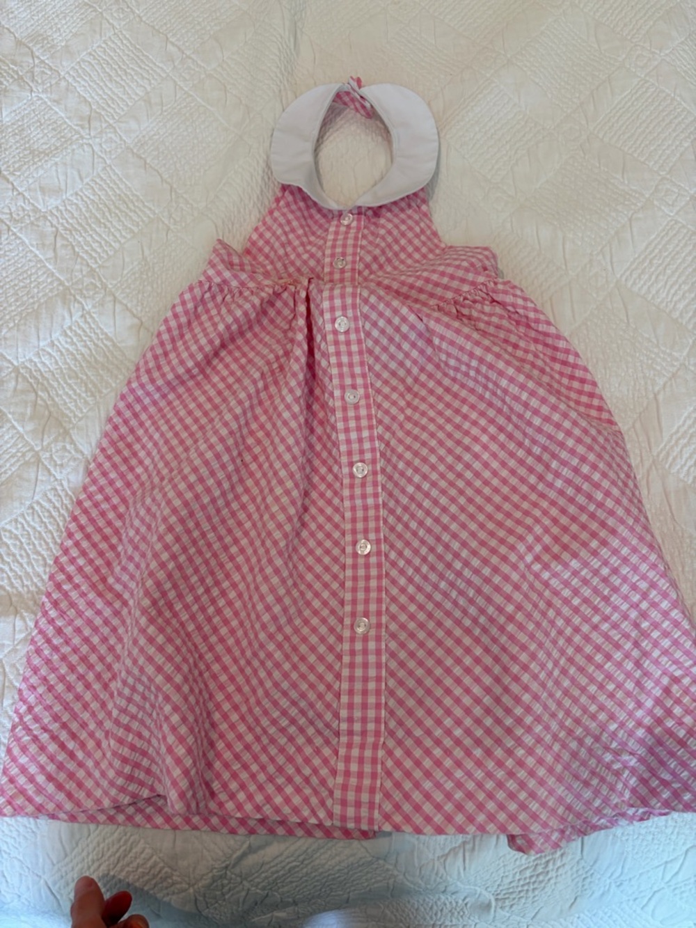 Little English Pink Gingham Dress with White Collar
